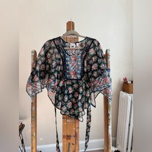 1970s deadstock floral peasant top